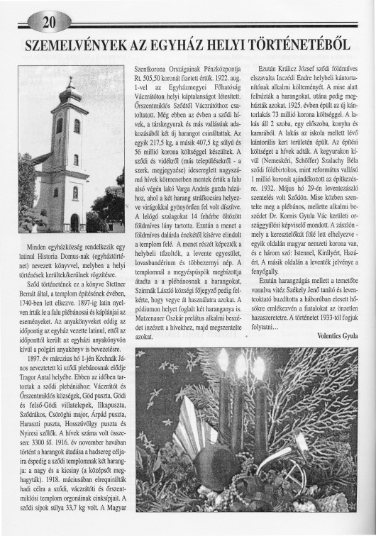 Szemelvények az egyház helyi történetéből – Sződiek Híradója (2000. december)