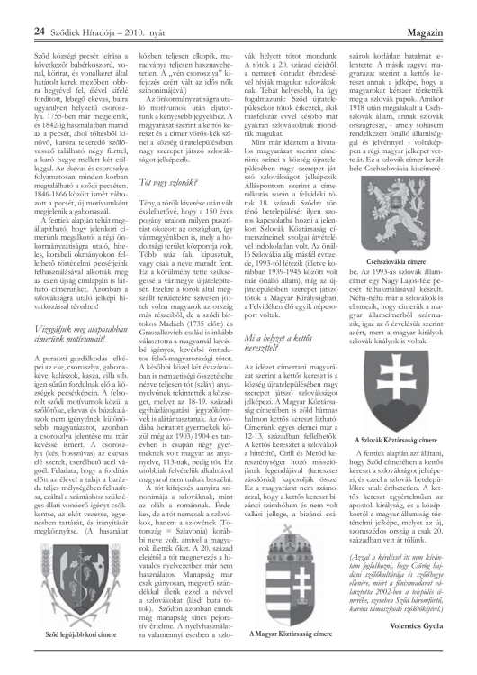 A sződi, a magyar és a szlovák címer kapcsolatáról 2. (Sződiek HÍradója, 2010. nyár)