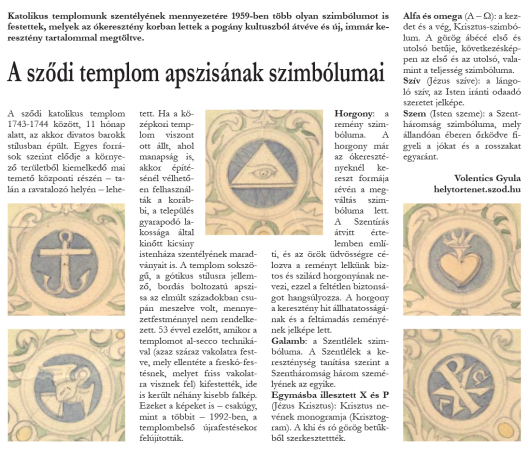 A sződi templom apszisának szimbólumai (Sződiek Híradója, 2012. nyár)